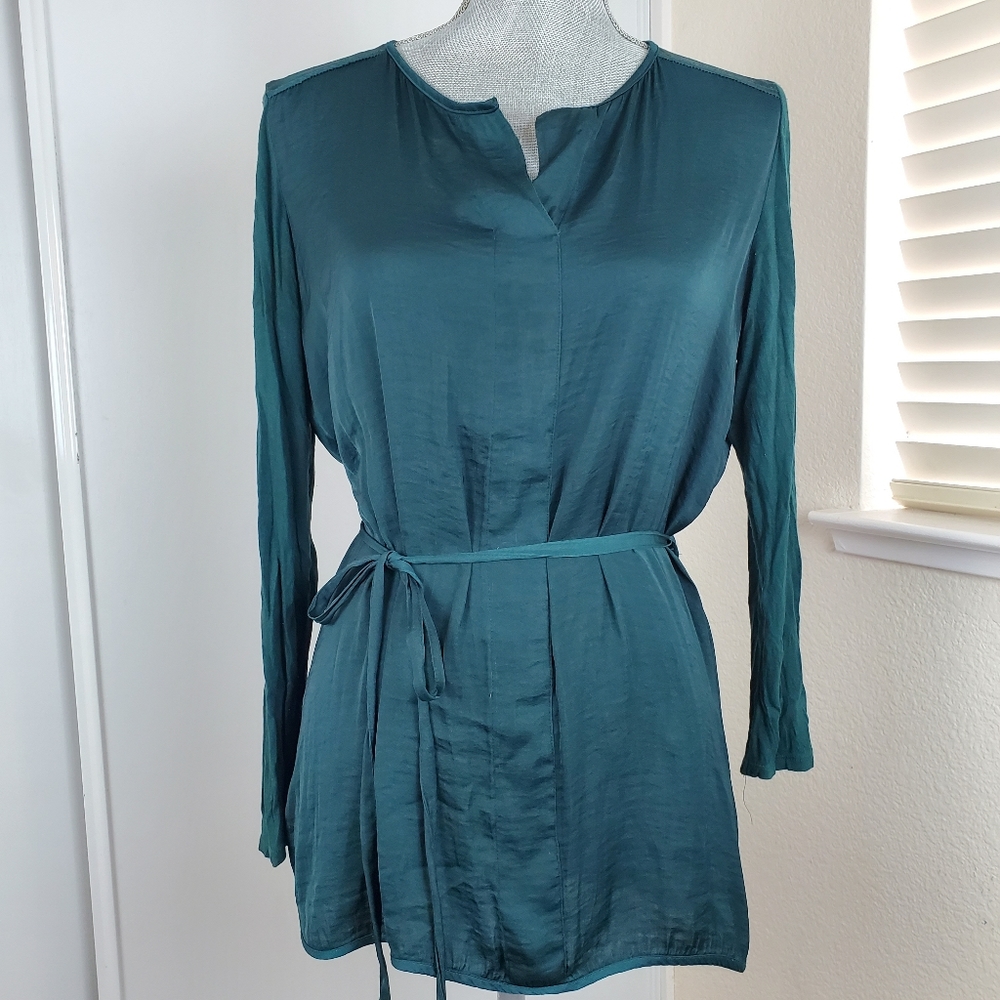 Vera Wang Green Long Sleeve Tunic Shirt Large